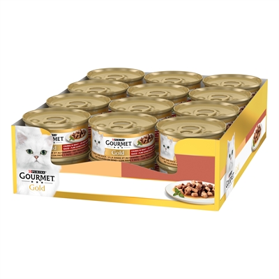GOURMET GOLD FIJNE HAPJES KALKOEN / EEND — 24X85 GR